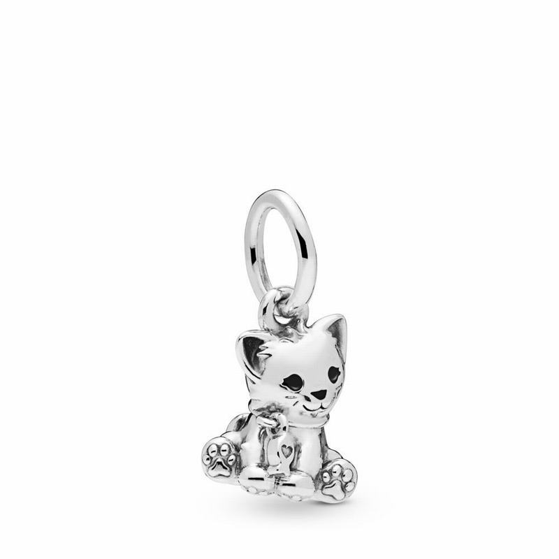 Pandora Sweet Cat Dangle Charm - Sterling Silver/Enamel/Black - Canada | MU6509KI